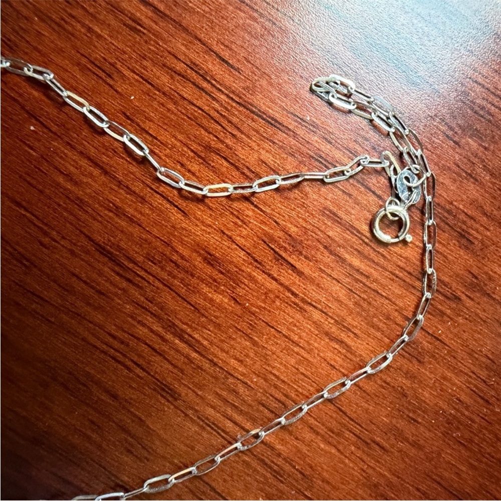 18k stamped solid white gold Paperclip Chain Necklace — Sleek Link Design